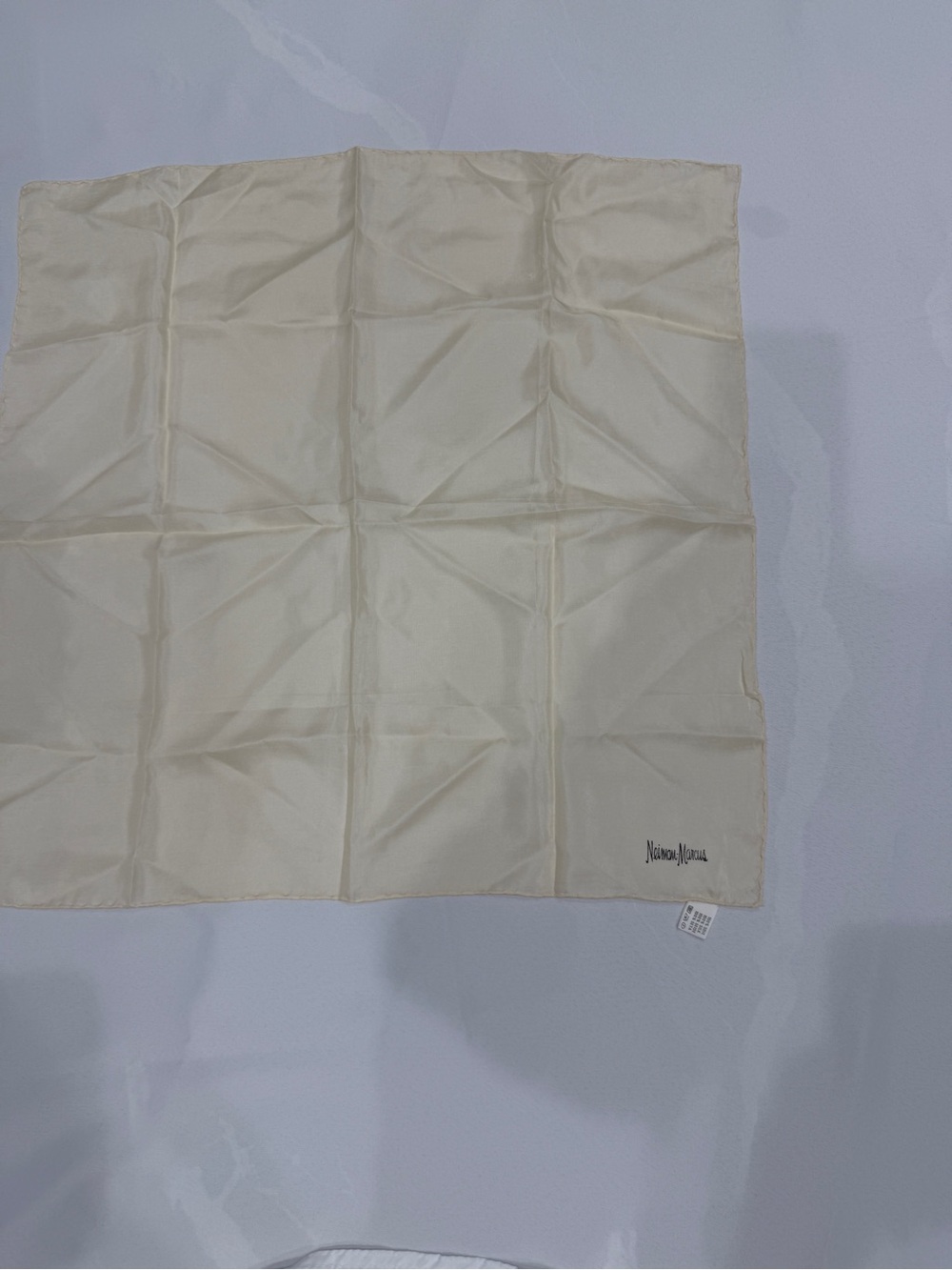 Neiman Marcus Lightweight Ivory Silk Square Scarf
